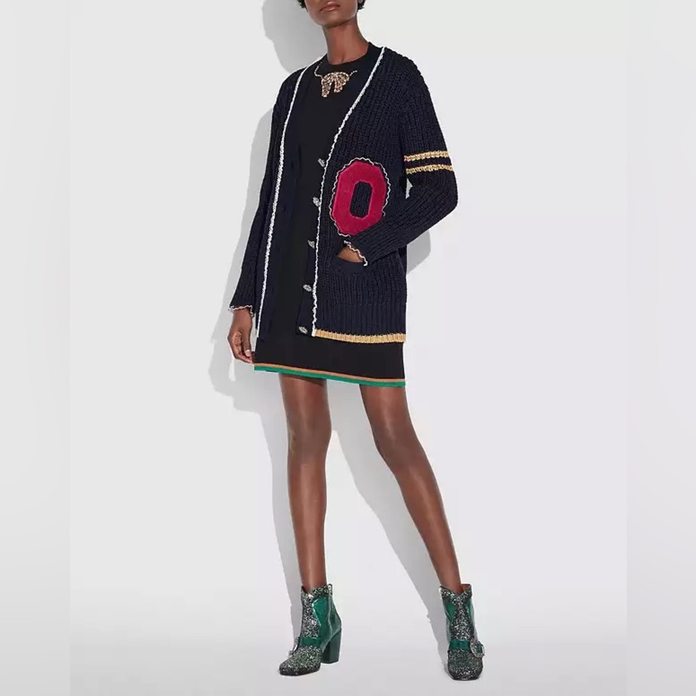 Coach Navy Varsity Knit Cardigan
